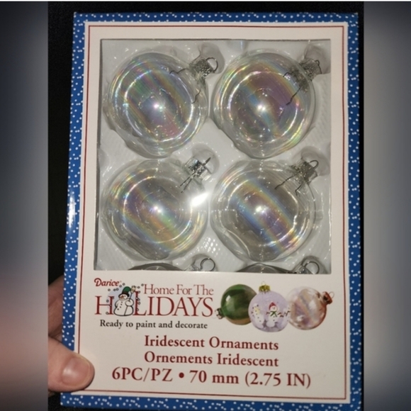 NWOT Darice Glass‎ Ornaments Iridescent 6 Pack - 2 Sets - 12 Total Ornaments - Picture 1 of 2